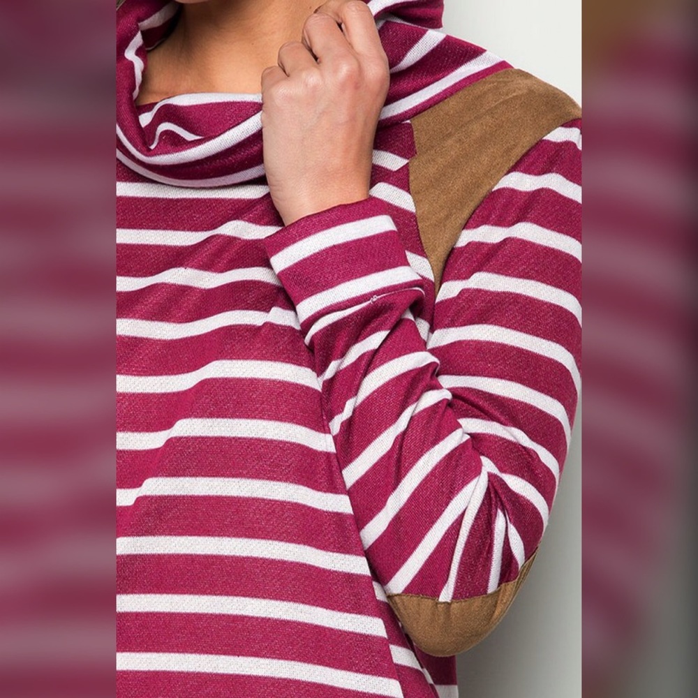 ❤️LAST 1!! Wine Striped Cowl Neck Front Tie Tunic - Picture 7 of 7